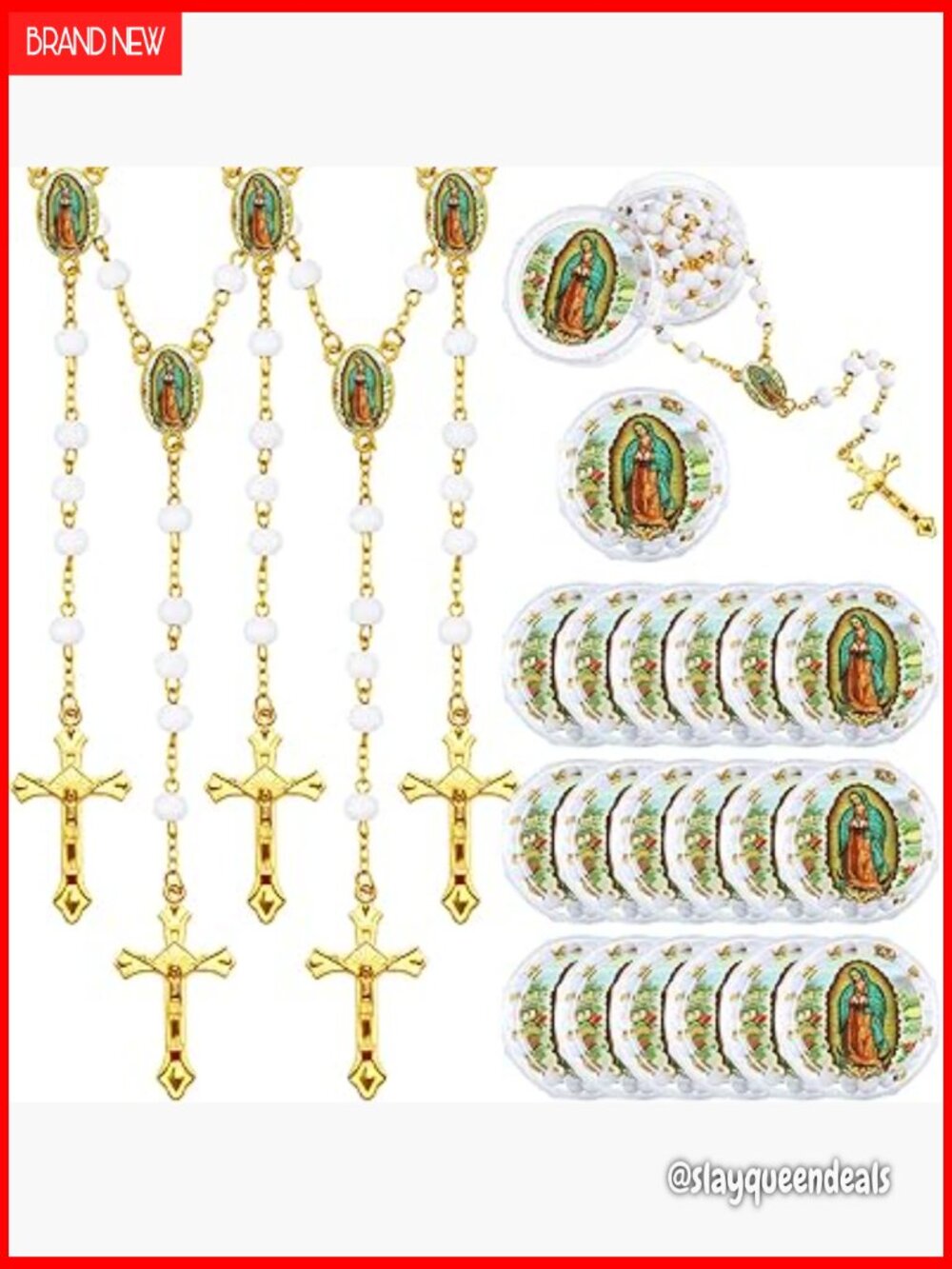 100 Scented Rosary Beads Necklaces with Crucifix Catholic Bulk Favors